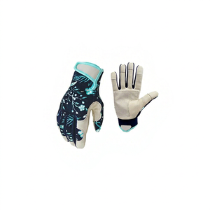 Gants de travail en cuir antidérapants, motif floral, poignet élastique, gants de sécurité polyvalents, bouts des doigts texturés, sans latex, 4 mil - Product Image 1