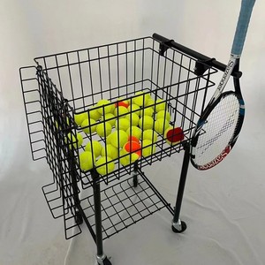 Tennis Ball Cart 120 Balls Capacity Portable Iron <b>Mesh</b> <b>Basket</b> For Outdoor Tennis Training Equipment - Product Image 2