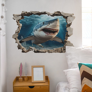 Calcomanías De Pared Realistas De Tiburón, Calcomanías De Pared De Criatura Marina, Decoración De Pared De Tiburón Para Guardería, Habitación De Niños, Sala De Estar, Aula, Dormitorio, Habitación De
