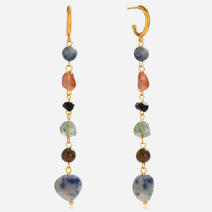 Pendientes colgantes con borlas de piedra natural y acero inoxidable 18K, joyería para uso diario para mujer - Product Image 1