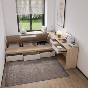 Factory Wholesale Multifunctional Tatami Bedroom <b>Sets</b> Furniture Durable Solid Storage Bed and <b>Desk</b> Combo for Studio Apartments - Product Image 5