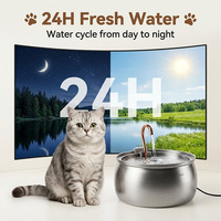 Fontaine à eau pour chat en acier inoxydable 4L avec filtre à circulation automatique, pompe silencieuse et distributeur d'eau pour animaux de compagnie