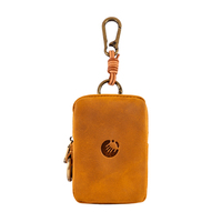 Porte-monnaie mini portable en cuir véritable Crazy Horse de haute qualité, style rétro, avec mousqueton, pour écouteurs, clés et pièces de monnaie, idéal pour l'extérieur