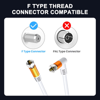 Cable Coaxial Macho-Macho RG59/3C-2V/RG6 Blanco para HDTV 1080p, con Cubierta de PVC Trenzada, Niquelado, 75ohm, Acabado Dorado, para Antena de TV y Comunicación