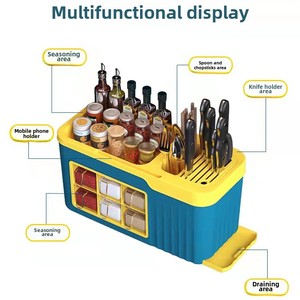 Multi-Functional <b>Kitchen</b> <b>Storage</b> Rack Modern Plastic Floor Spice Organizer Knife Holder Oil Salt Sauce Vinegar <b>Storage</b> Rack - Product Image 6