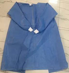 Sms Surgical Gown Non Woven Isolation Gowns Waterproof Blue Disposable For Hospital Medical Use Wholesale Price High Quality