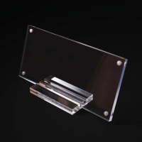 Support de présentation de billets de banque autoportant double en acrylique transparent magnétique, élégant et minimaliste, avec impression UV et gravure laser, finition des bords soignée