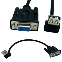 Cable de Conversión Serial con Conector Hembra RS232 DB9 a USB Tipo-A (USB 2.0) DB9F-USB AF 25cm YR-DBAF-1