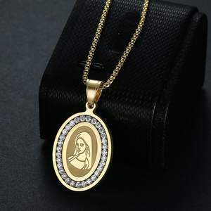 Delicado inspirado Virgen María 316 acero inoxidable 18K Pvd joyería de moda collares chapados en oro para mujeres colgante al por mayor 2024 - Product Image 2