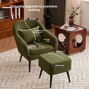 Fauteuil simple en <span class=keywords><strong>tissu</strong></span> velours côtelé rétro nordique, amovible et lavable, pour la maison, le balcon, l'hôtel, l'appartement, la chambre à coucher, fauteuil de détente - Product Image 4