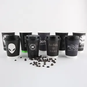 Newsense özel baskılı logo markalı üretici 8oz 12oz 16oz kapaklı sıcak içecekler için tek kullanımlık tek duvar kağıt kahve bardağı