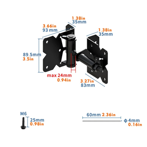Bisagra de puerta de acero inoxidable de cierre automático, resistente, ajustable a 180 grados, con tornillos de instalación y herramienta de ajuste de giro para vallas - Product Image 5