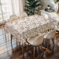 Nappe de pique-nique RNPT Plants rose, rouge et blanche avec support en PU, résistante à l'huile, nettoyage facile, épaisseur 0,5 mm, pour événements