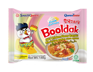 SnackQueen Cream Carbonara Hot Chicken Ramen 140g*5 Bungkus Rasa Krim Pedas Ringan Ayam Kalkun Mie Instan Gaya Korea OEM Grosir