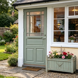 Porte d'entrée de style vintage Green Manor, porte extérieure en verre sur mesure de style vintage pour villa - Product Image 2