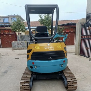 Mini-excavatrice d'occasion 2 tonnes, compacte, sur chenilles, jaune et bleue, pour travaux de construction et d'aménagement paysager - Product Image 2