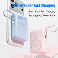 Batterie externe magnétique sans fil 20000mAh, charge rapide 22.5W, câble intégré, chargeur portable, batterie externe approuvée par les compagnies aériennes