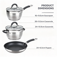 Ensemble de 7 ustensiles de cuisine modernes et écologiques en acier inoxydable, casseroles, faitouts, poêles, poignées en silicone, sans revêtement, compatibles lave-vaisselle
