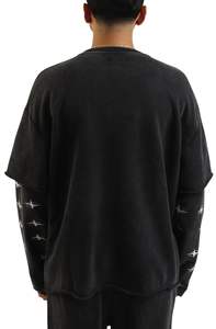 T-shirt à manches longues double couche personnalisé pour hommes sérigraphie <span class=keywords><strong>Teeshirt</strong></span> Vintage 100% coton Streetwear Tishirt - Product Image 3