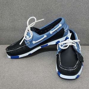 Mocassins et baskets de marche décontractées pour hommes en cuir de vache souple <span class=keywords><strong>bleu</strong></span> <span class=keywords><strong>marine</strong></span>, respirants, à lacets, style pieds nus, <span class=keywords><strong>chaussures</strong></span> <span class=keywords><strong>bateau</strong></span> d'été colorées - Product Image 5