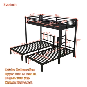 <span class=keywords><strong>Lits</strong></span> <span class=keywords><strong>superposés</strong></span> modernes en acier, vente chaude d'usine, pour 3 enfants et adultes, gain de place, robustes, pour usage scolaire et auberge de jeunesse - Product Image 3