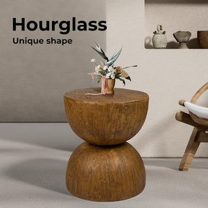 Sidekick elegante para cualquier sofá, cama o esquina poco usada Textura natural, y mesa auxiliar de tambor de madera de estilo elegante - Product Image 2