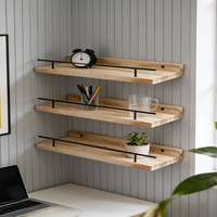 Ensemble d'étagères murales flottantes en bois, disponibles en plusieurs tailles, pour salon, chambre et bureau