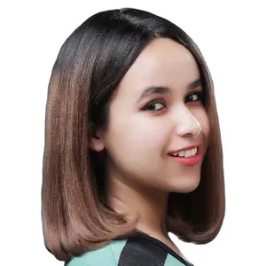 Hiqh Wig Bob Pendek #1 Rambut Manusia Brasil Virgin Murah Bebas Kusut Wig Renda Depan dengan Pinggiran UNTUK WANITA Warna Hitam