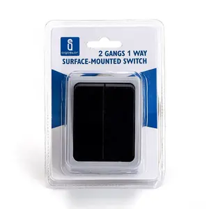 สวิตช์ติดตั้งบนพื้นผิว 2 ปุ่ม, 1 ทาง, สีเทา, เหมาะสำหรับควบคุมแสงสว่างในบ้านและสำนักงาน - Product Image 2