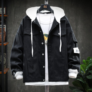 Veste en jean pour homme, style garçon, boutonnée, à capuche, décontractée, Excelled Jeans Jacket Engrossar Casaco - Product Image 4