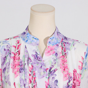 Robes décontractées pour femmes à imprimé coloré, col en V, manches trois quarts, taille empire, patchwork, longueur genou, style bohème, boutonnées - Product Image 5