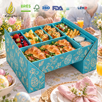 Plateau de service Xiangyu pour brunch, boîte en carton personnalisée avec séparateurs pour sandwichs, fruits, pâtisseries, salades, fête, matériaux recyclés