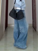 Jeans décontractés pour femmes à taille haute, coupe ample, respirants, en denim délavé, design personnalisé