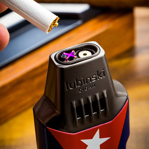 Encendedor de cigarros de encendido directo único Lubinski, diseño clásico, gas eléctrico de doble uso con luz fluorescente y de arco para cigarrillos - Product Image 4