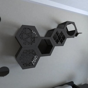 Juego de muebles hexagonales para gatos, estante de pared multifuncional negro para gatos, casa para mascotas de tamaño mediano - Product Image 3