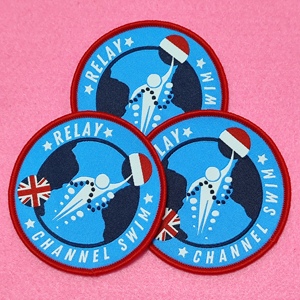 Factory Custom Design Woven Patch Sew-On Fabric Caps <b>Badge</b> - Product Image 1