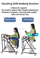 Béquilles à quatre pieds avec siège en acier au carbone pour la physiothérapie, pour adultes atteints de paralysie cérébrale hémiplégique, entraînement des membres inférieurs (40-85 cm), charge de 90 kg