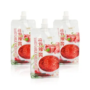 Premium Food Grade Stand Up Liquid Pouch Soup Soy Mayonnaise Tomato Ketchup Sauce Salad Spice Packaging Plastic Bag With Nozzle