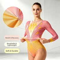 Justaucorps de gymnastique artistique à manches longues personnalisés par sublimation, style rose pour enfants et filles, tenue de danse rythmique, disponible au Canada