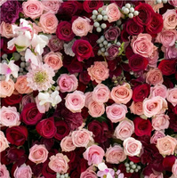 Mur de fleurs en tissu personnalisé rouge et rose, toile de fond florale artificielle pour décorations de fête d'anniversaire et de mariage