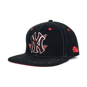 Snap Back Hats For Men Plastic Buckle Adjustable Hip Hop Cap For Men High Quality Corduroy Embroidery Snapback Cap Custom Logo