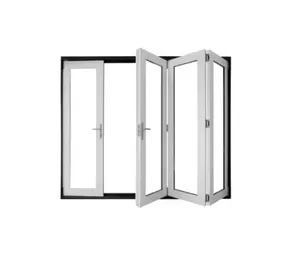 Puerta plegable de vidrio templado doble, puerta abatible de doble vidrio, diseño moderno, color blanco, gran oferta