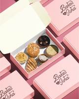Boîte en papier jetable avec logo personnalisé coloré et séparateurs pour poulet frit, frites et tartes aux œufs