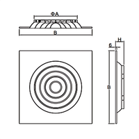 Diffuseur de plafond carré à rond en aluminium pour CVC, avec design réglable et durable, pour système de ventilation de climatisation centralisée