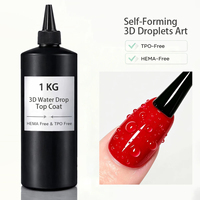 HS Custom Private Label No Wipe Top Coat 1KG TPO HEMA FREE UV Nail Gel Wholesale High Gloss Non Yellowing 3D Water Drop Top Coat