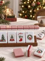 Jeu de Mahjong Américain Casse-Noisette de Noël, Tuiles de Mahjong en Acrylique, Thème Festif, 4 Joueurs, Jeu de Luxe Moderne, Jeu Parfait