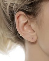 Perhiasan Tindik Hidung Lapis Emas 20G Hipoalergenik, Berhiaskan Bunga Daun Bulu Berkilau CZ, Anting Hoop Tulang Rawan, Cincin Hidung