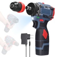 Petite perceuse électrique à main en acier 16,8 V/21 V, batterie lithium rechargeable, mandrin à cliquet, réglage à deux vitesses, style pistolet