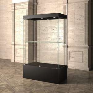 Vitrine de musée moderne 120x80x190 cm en verre noir avec éclairage LED et étagère réglable - Product Image 3