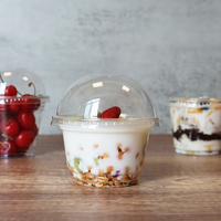 Gobelets jetables écologiques en PET transparent de 9 oz à fond plat de qualité alimentaire pour fruits, desserts, salades, pique-niques et emballages alimentaires pour fêtes
